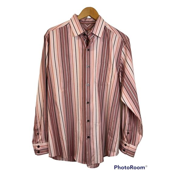 Tommy Bahama Men’s 100% Silk Long Sleeve Shirt Stripe Button Up Size M Beautiful - Picture 1 of 5